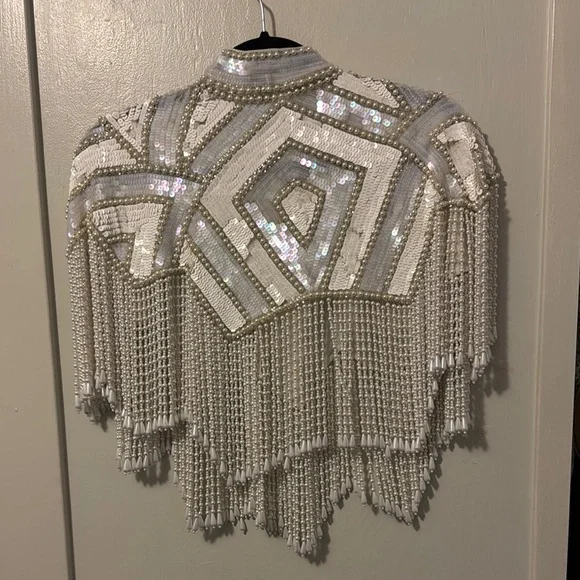 Nasty Gal Pearl Beaded Tassle Cape in Small/Medium - Picture 6 of 6